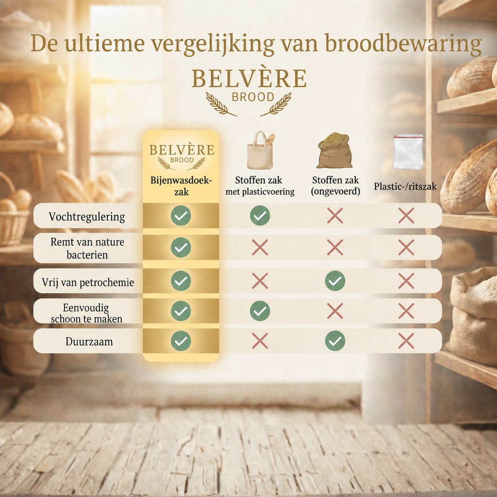 Belvère bijenwas broodzak van katoen